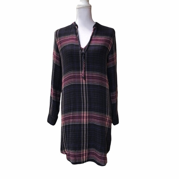 CLOTH & STONE - WOMENS PRETTY PLUM AND PLAID PULLOVER TUNIC SIZE MEDIUM - Picture 1 of 15